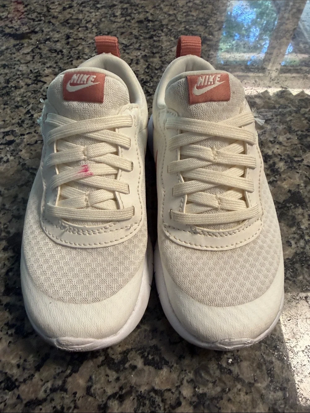 Nike Kids Cream Sneakers with Dusty Rose Swoosh